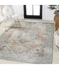 Armae Distressed Medallion Chenille Machine-Washable Terra/Blue 5 ft. x 8 ft. Area Rug