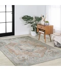 Armae Distressed Medallion Chenille Machine-Washable Terra/Blue 5 ft. x 8 ft. Area Rug