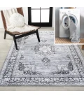 Bausch Bohemian Distressed Chenille Machine-Washable Gray/White 5 ft. x 8 ft. Area Rug