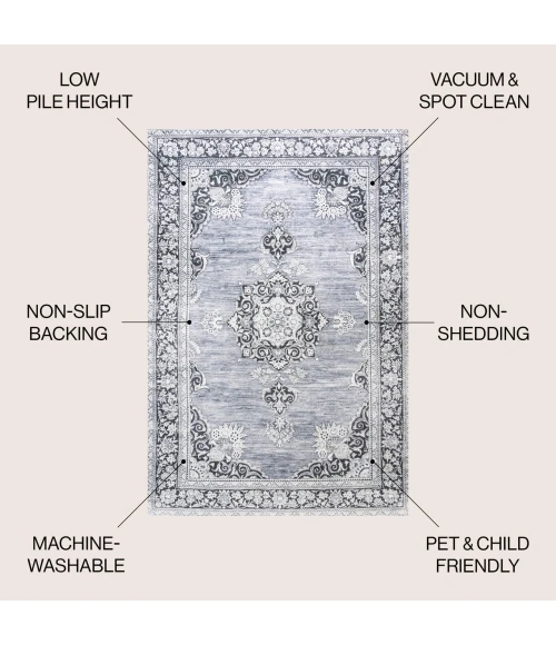 Jonathan Y WASHABLE Gray WSH201A 2ft.-11in. X 5ft. Rect. Rug