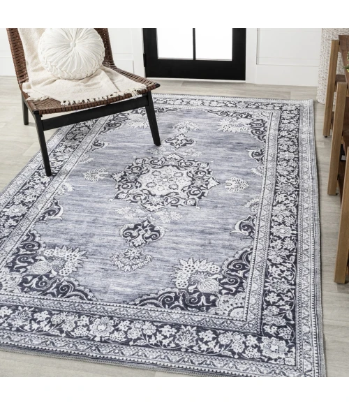 Bausch Bohemian Distressed Chenille Machine-Washable Gray/White 5 ft. x 8 ft. Area Rug