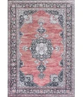Bausch Bohemian Distressed Chenille Machine-Washable Dark Pink/Black/White 3 ft. x 5 ft. Area Rug