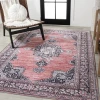 Jonathany Washable WSH201B Dark Pink/Black/White Area Rug 5 ft. 3 in. X 7 ft. 7 in. Rectangle