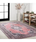 Bausch Bohemian Distressed Chenille Machine-Washable Dark Pink/Black/White 3 ft. x 5 ft. Area Rug