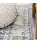 Bausch Bohemian Distressed Chenille Machine-Washable Dark Gray/Yellow 5 ft. x 8 ft. Area Rug