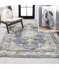 Bausch Bohemian Distressed Chenille Machine-Washable Dark Gray/Yellow 5 ft. x 8 ft. Area Rug
