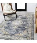 Bausch Bohemian Distressed Chenille Machine-Washable Dark Gray/Yellow 5 ft. x 8 ft. Area Rug