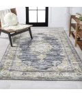 Bausch Bohemian Distressed Chenille Machine-Washable Dark Gray/Yellow 5 ft. x 8 ft. Area Rug