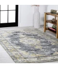 Bausch Bohemian Distressed Chenille Machine-Washable Dark Gray/Yellow 5 ft. x 8 ft. Area Rug