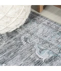 Bausch Bohemian Distressed Chenille Machine-Washable Dark Gray/Blue 8 ft. x 10 ft. Area Rug