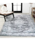 Bausch Bohemian Distressed Chenille Machine-Washable Dark Gray/Blue 8 ft. x 10 ft. Area Rug