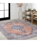 Wincer Chenille Cottage Medallion Machine-Washable Orange/Gray 5 ft. x 8 ft. Area Rug
