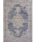 Wincer Chenille Cottage Medallion Machine-Washable Dark Gray/Yellow 8 ft. x 10 ft. Area Rug