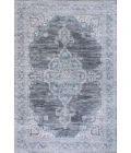 Wincer Chenille Cottage Medallion Machine-Washable Gray/Blue/White 8 ft. x 10 ft. Area Rug