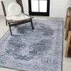 Jonathany Washable WSH202D Gray/Blue/White Area Rug 5 ft. 3 in. X 7 ft. 7 in. Rectangle