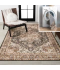Chapell Chenille Mid-Century Medallion Machine-Washable Black/Terra 3 ft. x 5 ft. Area Rug