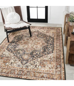 Jonathany Washable WSH203A Black/Terra Area Rug 2 ft. 11 in. X 5 ft. Rectangle