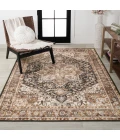 Chapell Chenille Mid-Century Medallion Machine-Washable Black/Terra 3 ft. x 5 ft. Area Rug