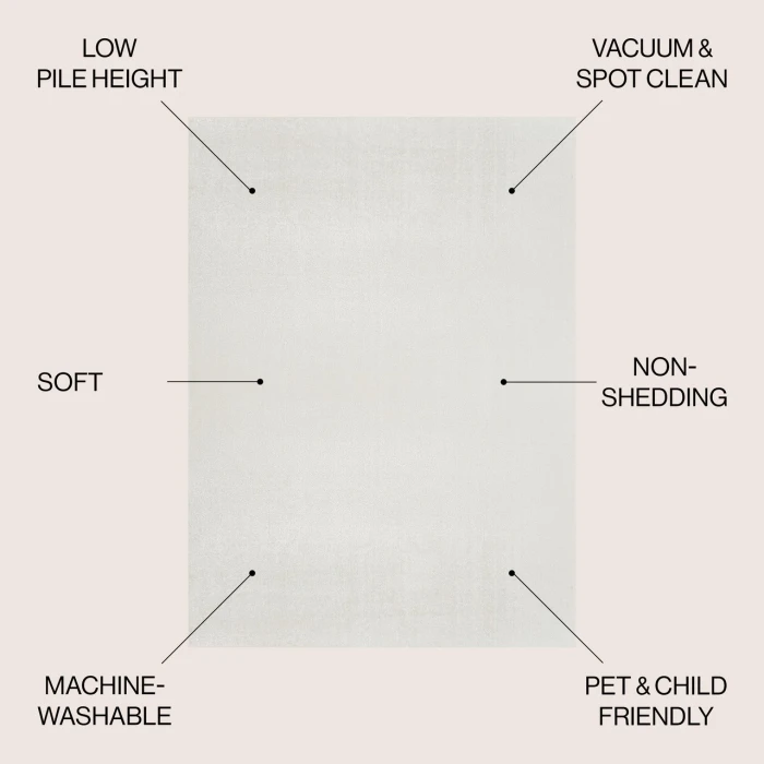 Jonathan Y WASHABLE Cream WSH300E 4ft. X 6ft. Rect. Rug