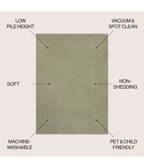 Jonathan Y WASHABLE Green WSH300H 5ft.3in. X 7ft.7in. Rect. Rug