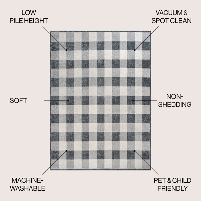 Jonathan Y WASHABLE Gray WSH303A 2ft.-11in. X 4ft.-11in. Rect. Rug