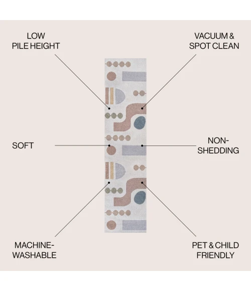 Jonathan Y WASHABLE Cream WSH310A 2ft. X 7ft.-10in. Rect. Rug