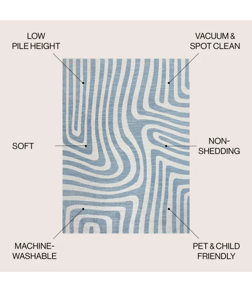 Jonathan Y WASHABLE Blue WSH309A 5ft.3in. X 7ft.7in. Rect. Rug