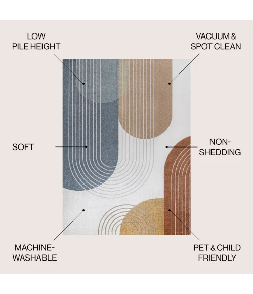 Jonathan Y WASHABLE Multi-Colored WSH312A 5ft.3in. X 7ft.7in. Rect. Rug