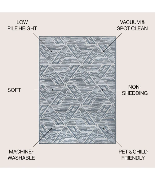 Jonathan Y WASHABLE Blue WSH313A 5ft.3in. X 7ft.7in. Rect. Rug