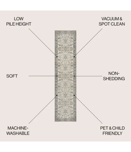 Jonathan Y WASHABLE Cream WSH315A 2ft. X 7ft.-10in. Rect. Rug