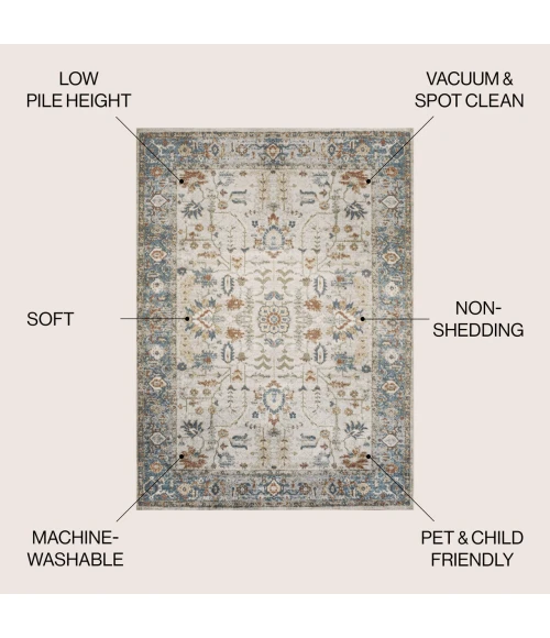 Jonathan Y WASHABLE Cream WSH314A 5ft.3in. X 7ft.7in. Rect. Rug