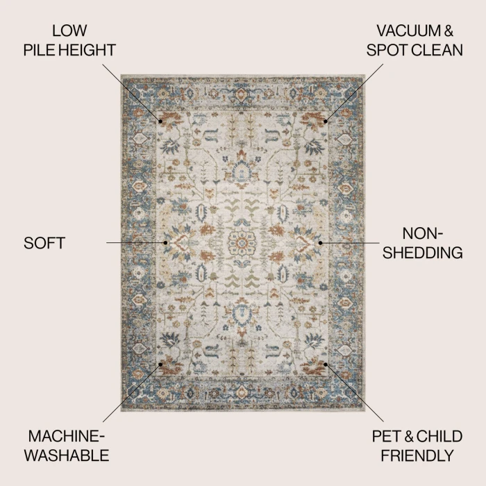 Jonathan Y WASHABLE Cream WSH315A 7ft.-10in. X 10ft. Rect. Rug