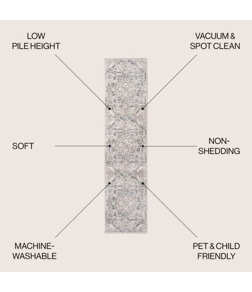 Jonathan Y WASHABLE Cream WSH316B 2ft. X 7ft.-10in. Rect. Rug