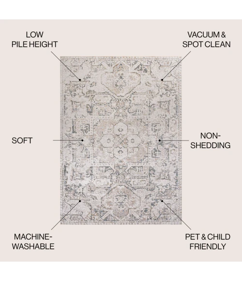 Jonathan Y WASHABLE Cream WSH315A 4ft. X 6ft. Rect. Rug