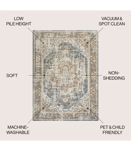 Jonathan Y WASHABLE Blue WSH316A 5ft.3in. X 7ft.7in. Rect. Rug