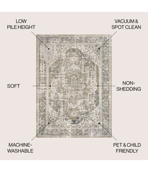 Jonathan Y WASHABLE Green WSH316C 2ft.-11in. X 4ft.-11in. Rect. Rug