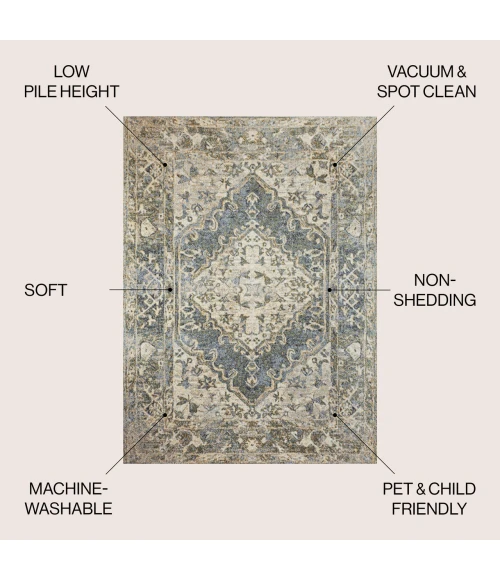 Jonathan Y WASHABLE Blue WSH317A 2ft.-11in. X 5ft. Rect. Rug