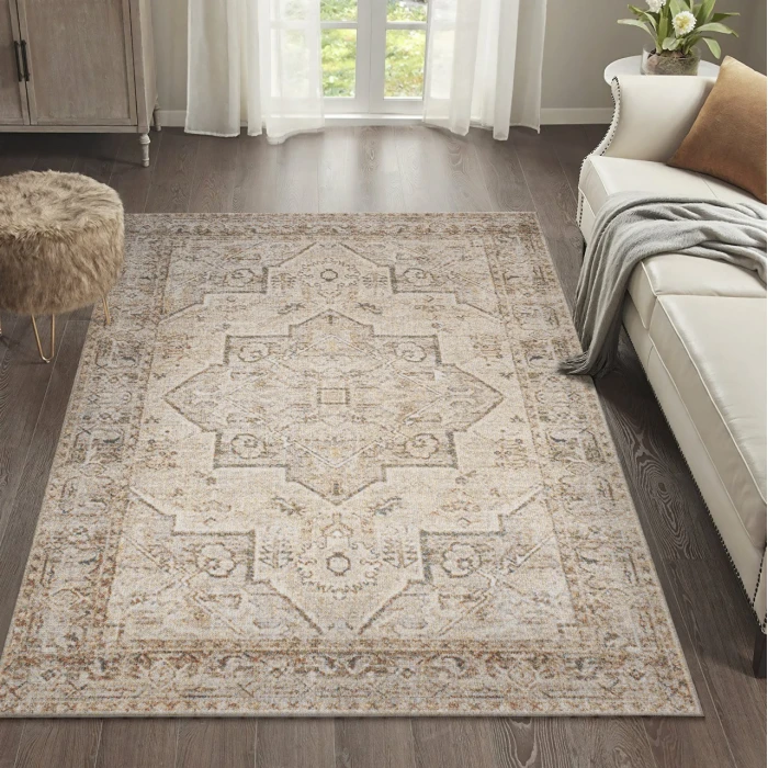 Jonathan Y WASHABLE Cream WSH318A 5ft.3in. X 7ft.7in. Rect. Rug