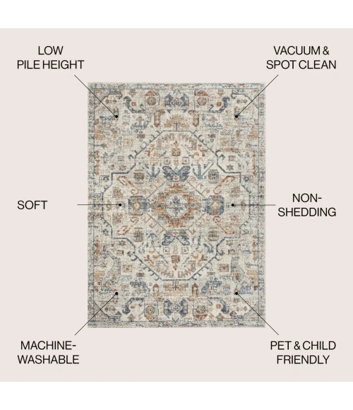 Jonathan Y WASHABLE Cream WSH320B 4ft. X 6ft. Rect. Rug