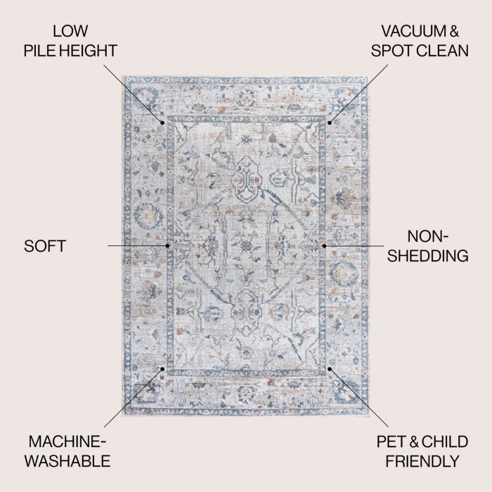 Jonathan Y WASHABLE Gray WSH321B 4ft. X 6ft. Rect. Rug
