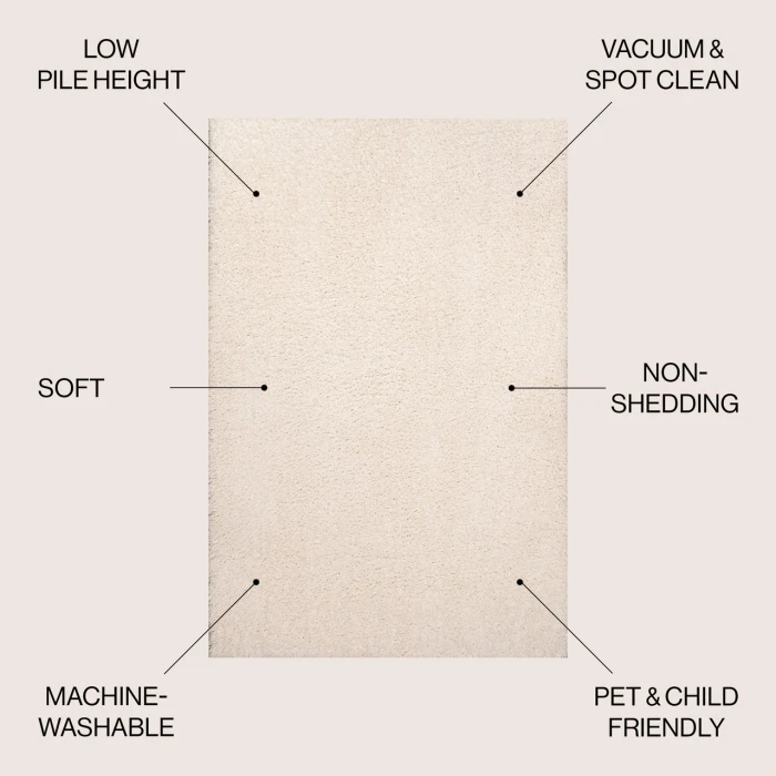 Jonathan Y WASHABLE White WSH400A 4ft. X 6ft. Rect. Rug