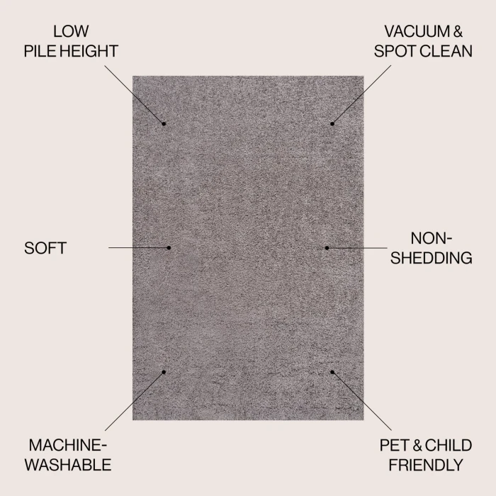 Jonathan Y WASHABLE Gray WSH400G 4ft. X 6ft. Rect. Rug