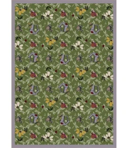 Joy Carpets Kaleidoscope Green Flower Garden 3ft. 10in. x 5ft. 4in. Rect. Rug