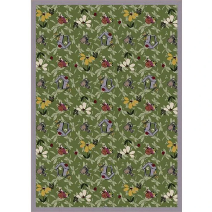 Joy Carpets Kaleidoscope Green Flower Garden 7ft. 8in. x 10ft. 9in. Rect. Rug