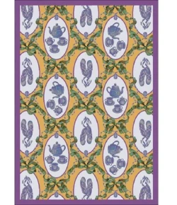 Joy Carpets Kaleidoscope Gold Ribbons and Bows 3ft. 10in. x 5ft. 4in. Rect. Rug