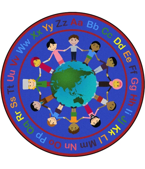 Joy Carpets Kid Essentials Multi A World of Friends 5ft.4in. x 7ft.8in. Rect. Rug