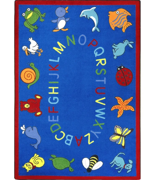 Joy Carpets Kid Essentials Blue ABC Animals 7ft.8in. x 10ft.9in. Rect. Rug