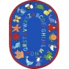 Joy Carpets Kid Essentials Blue ABC Animals 5ft.4in. x 7ft.8in. Oval Rug