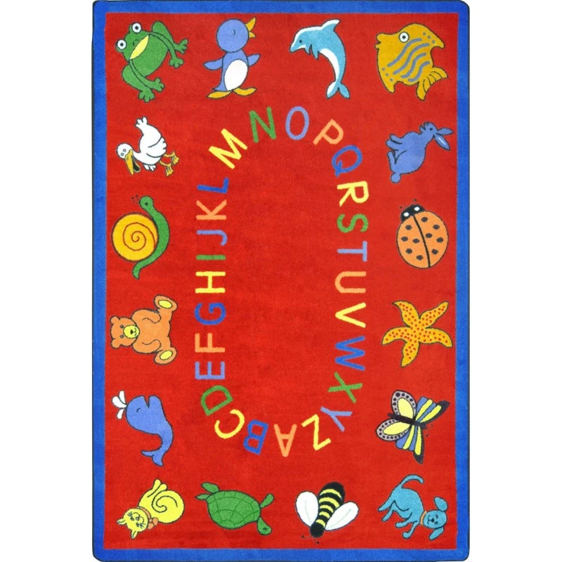 Joy Carpets Kid Essentials Red ABC Animals 7ft.8in. x 10ft.9in. Rect. Rug