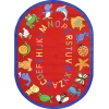 Joy Carpets Kid Essentials Red ABC Animals 7ft.8in. x 10ft.9in. Oval Rug